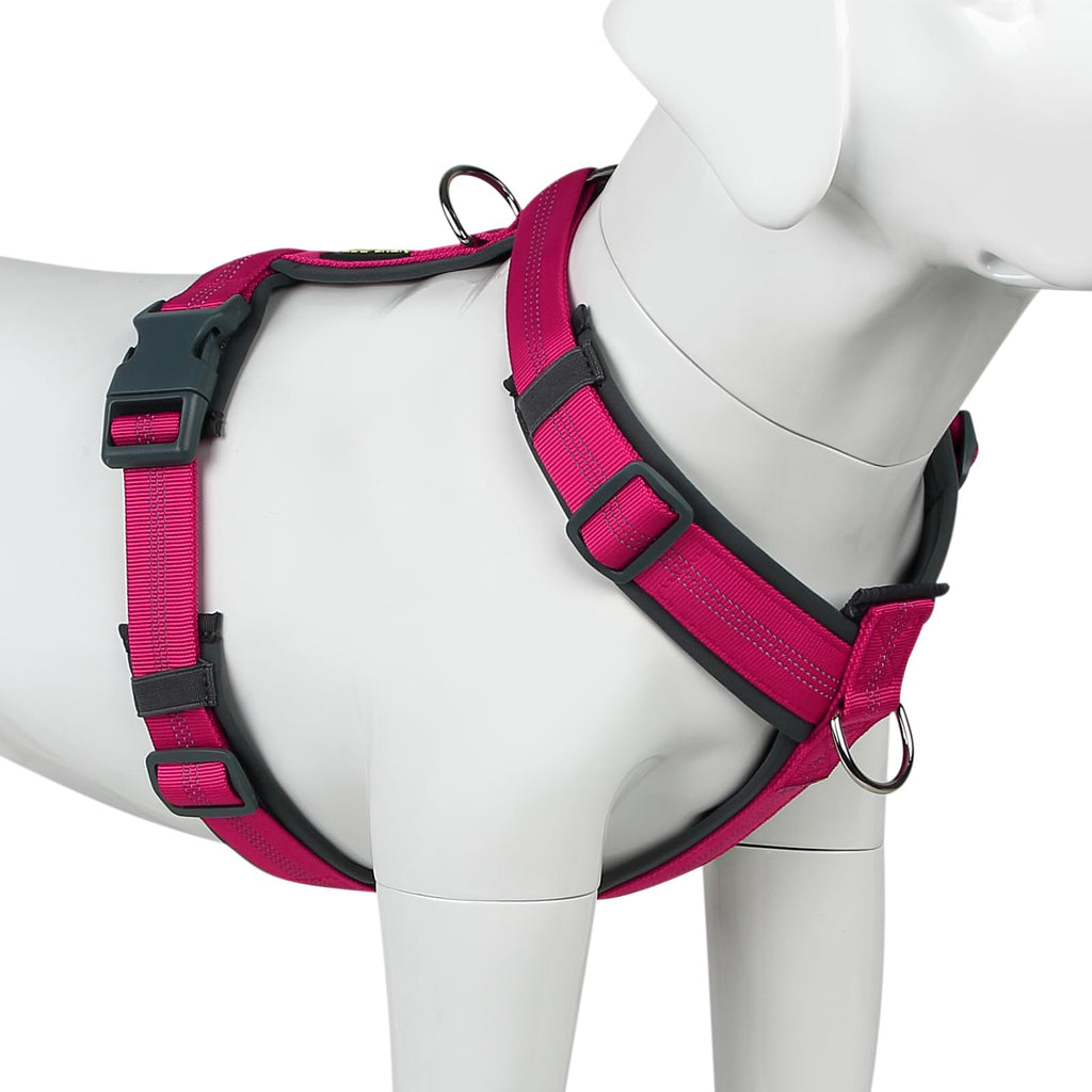 Plutus Pet No Pull Dog Harness Adjustable Nylon Harness with Soft Padding Reflective and Heavy Duty Dog Harness for Small Medium Large Dogs(Hot Pink XS)