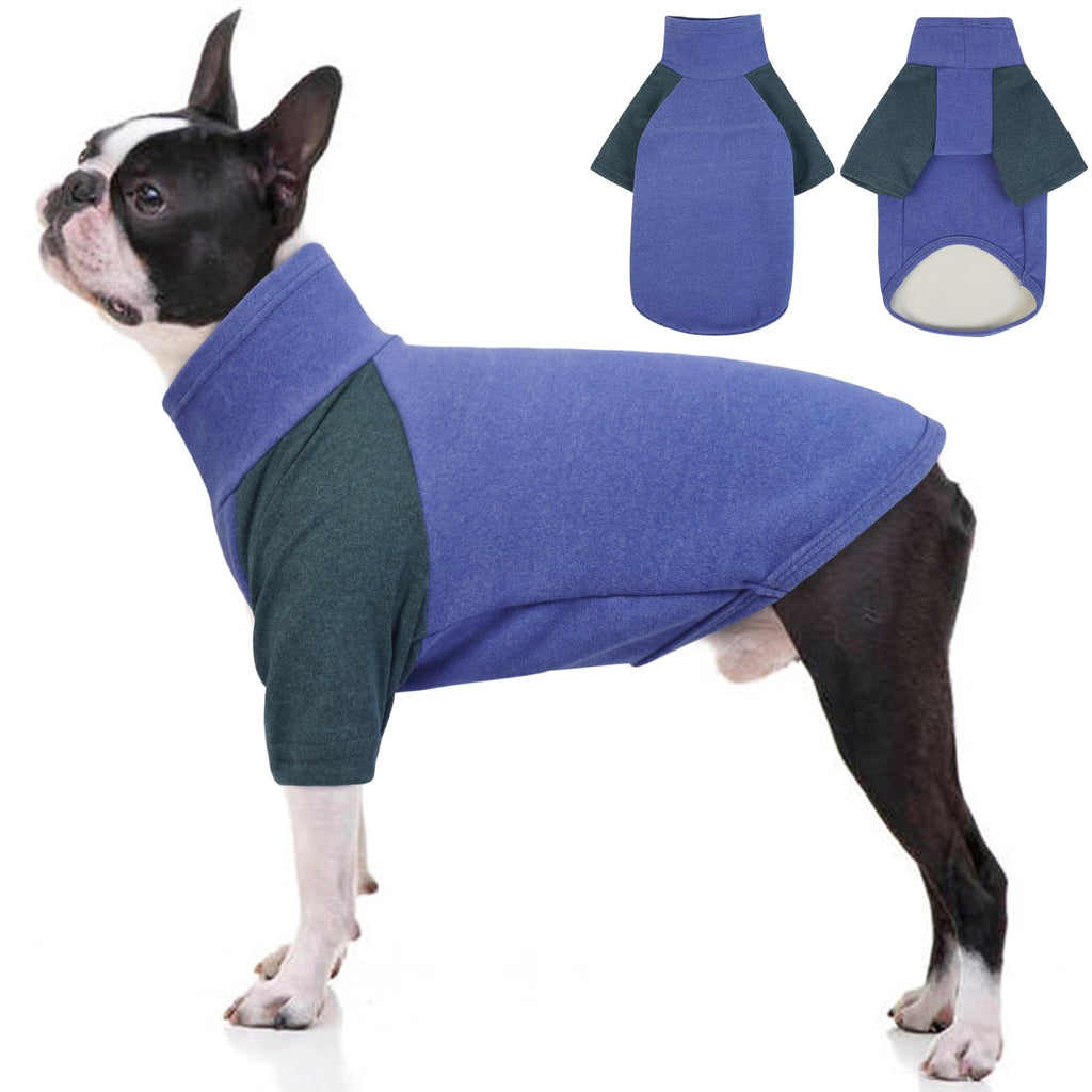 OUOBOB Dog Coat Turtleneck Stretchy Dog Sweater Soft Dog Cold Weather Coat Fleece Dog Apparel Vest for Medium Dogs Turtleneck Knit Sweatshirt Lightweight Clothes Jumpsuit Shirt Boston Terrier L