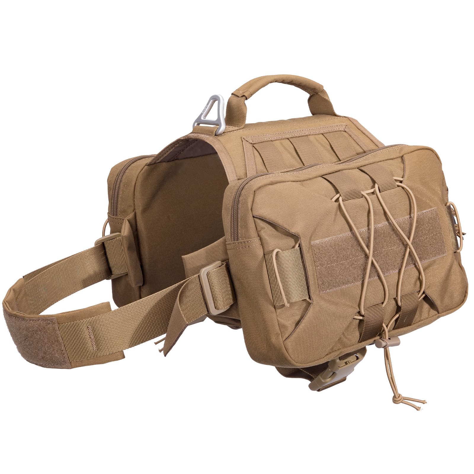 EXCELLENT ELITE SPANKER Dog Pack Hound Dog Saddle Bag Backpack for Travel Camping Hiking Medium & Large Dog with 2 Capacious Side Pockets (Large Coyote Brown)