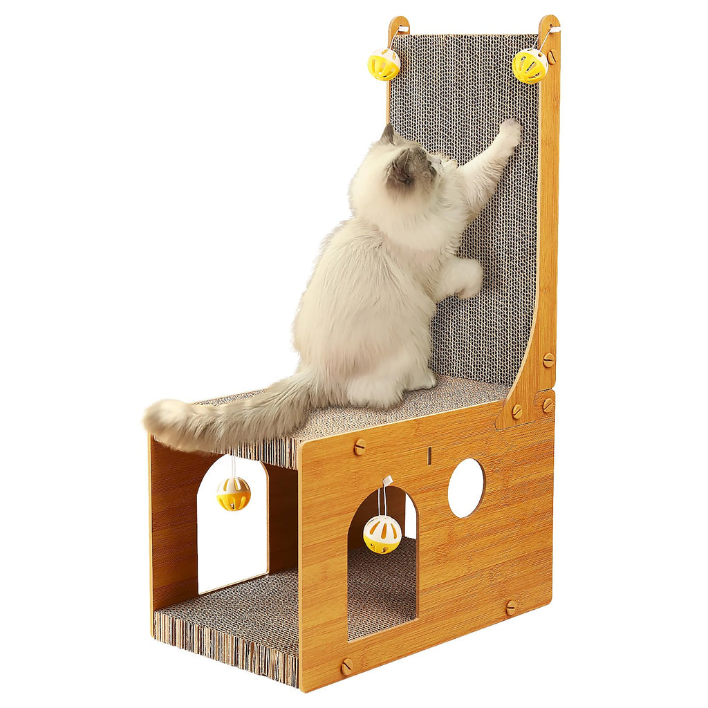 YEMOO Cat Scratcher Cat Scratching Board L Shaped Vertical Cat Scratcher for Wall and Couch Protection Cat Cardboard Scratcher with 4 Cat Ball Toys for Indoor Cats