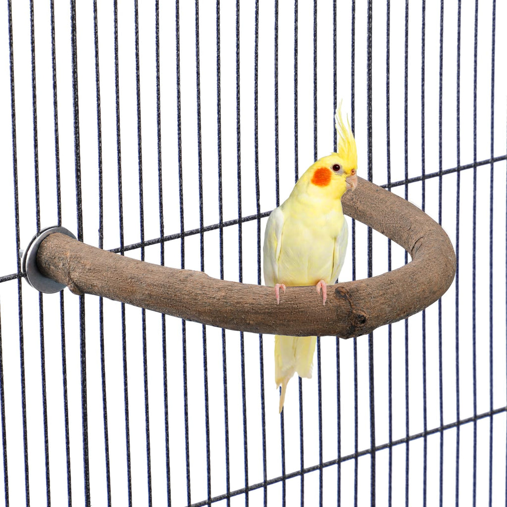 Bird Perch Natural Wood U Shape Standing Branch Platform Parrot Perch for Chewing Exercise Bird Stand Perch Swing Toys Cage Accessories for Cockatiels Parakeets Conures Budgies